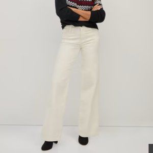 White corduroy wide-leg, high-waist pants (size L) Comfort & style - NWT!